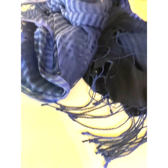 Scarf Rectangle 72" X 24 Blue Green Plaid Fringe Sheer Spring Elegant Party - Picture 4 of 8